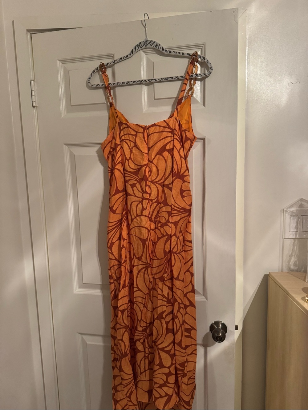 ZARA Orange and Red Floral-Print Midi Dress - Picture 4 of 7